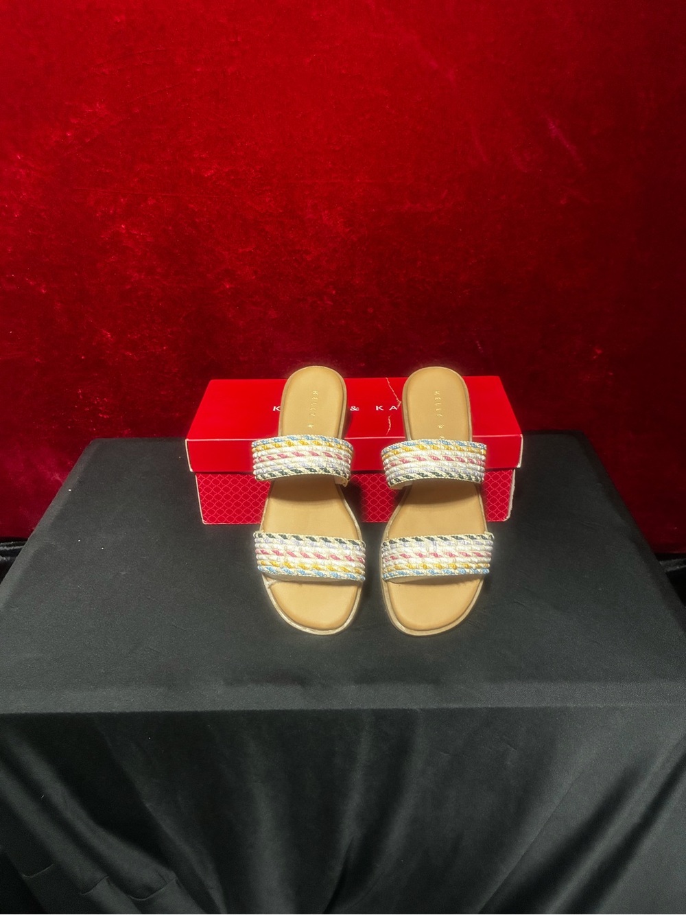 Kelly & Katie Cici Sandal | Women's | Rainbow Multicolor/Ivory Sz 6W